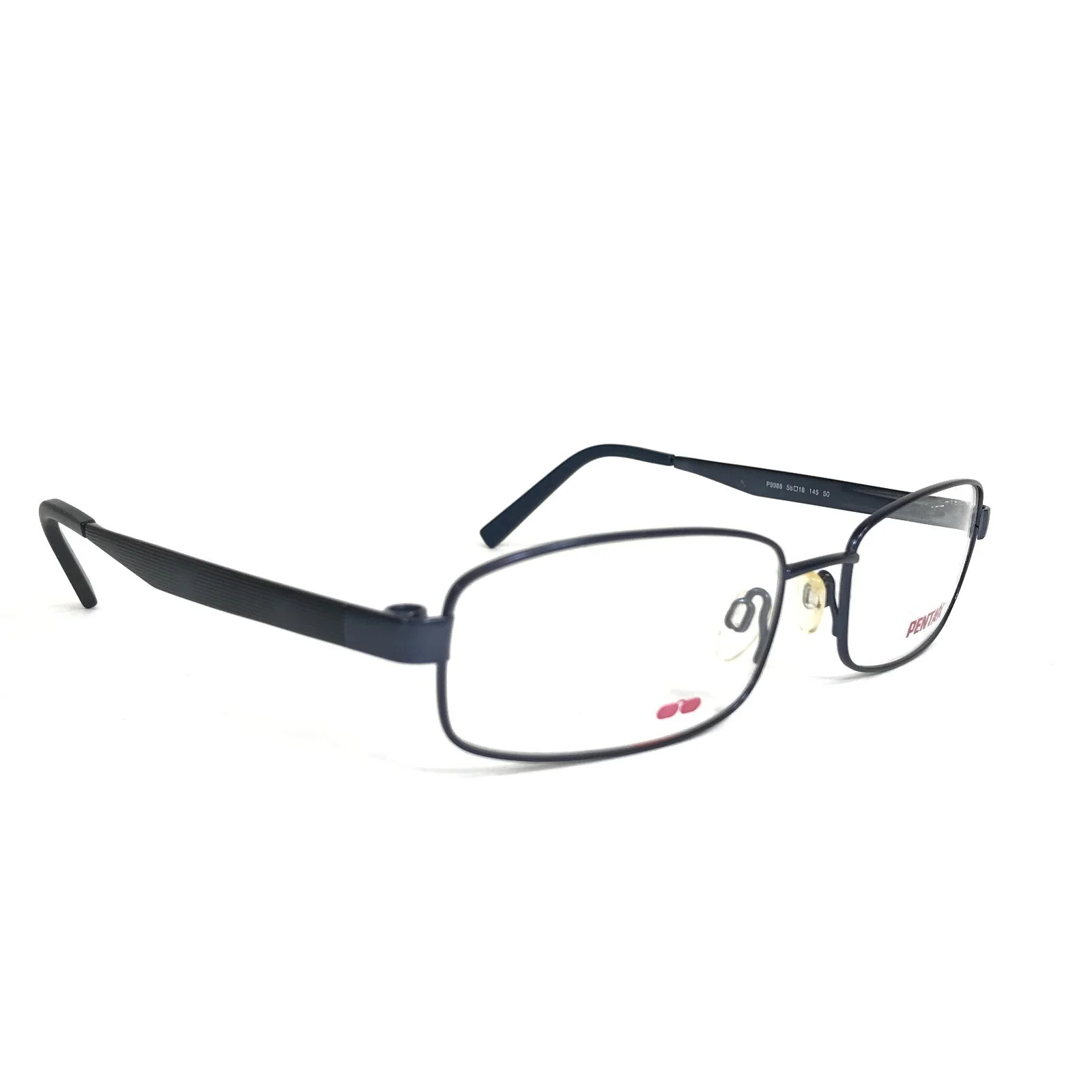Pentax Eyeglasses Frames P9988 50 Blue Rectangular with Clip On Lenses 58-18-145 4