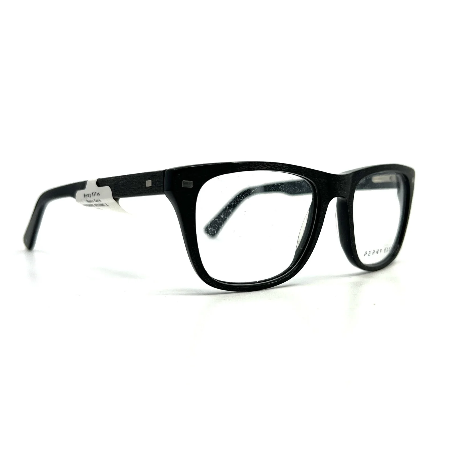 Perry Ellis Eyeglasses Frames PE 374-2 Matte Black Square Wood Grain 50-17-140 2