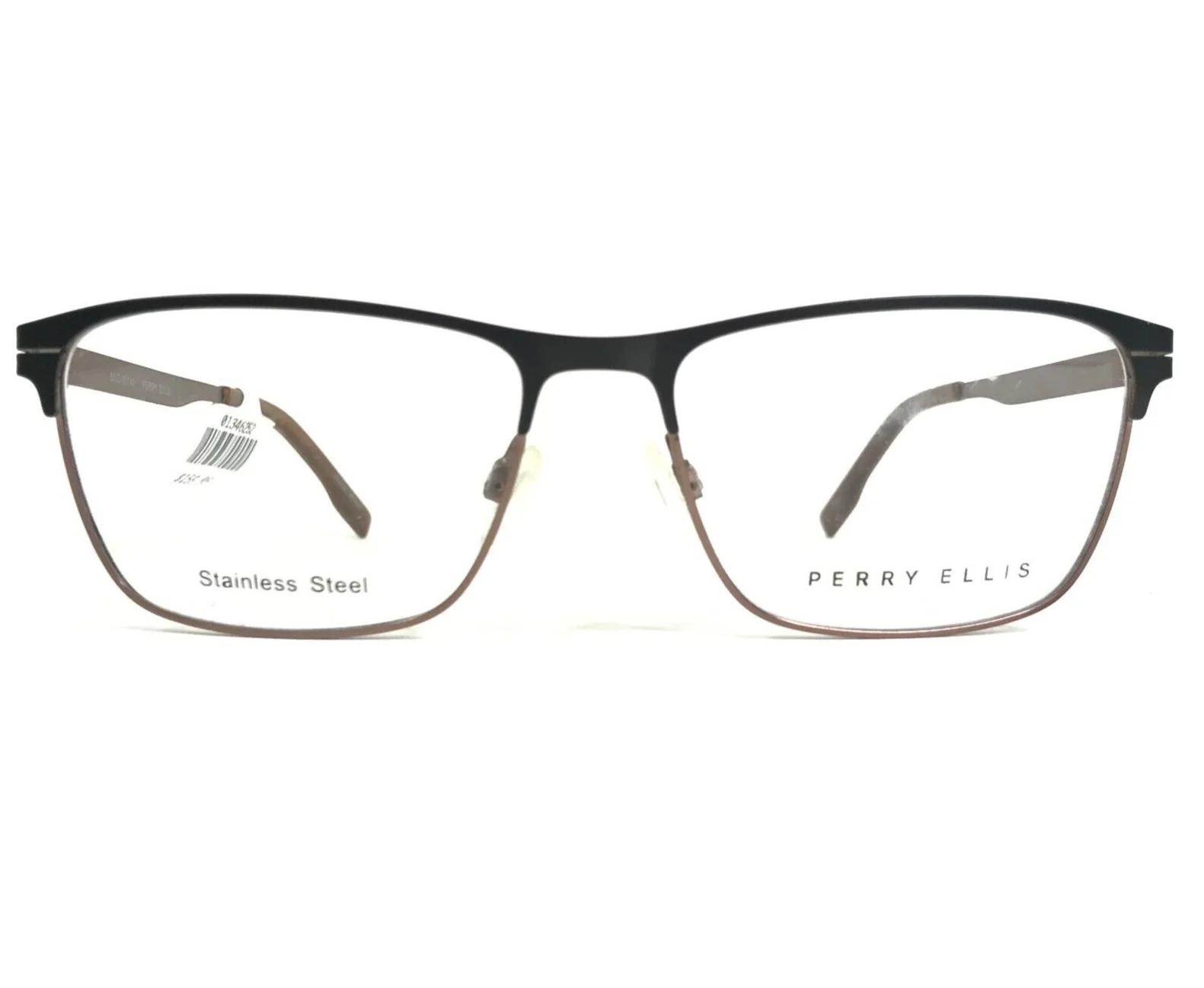 Perry Ellis Eyeglasses Frames PE 408-1 Black Brown Square Full Rim 55-16-140