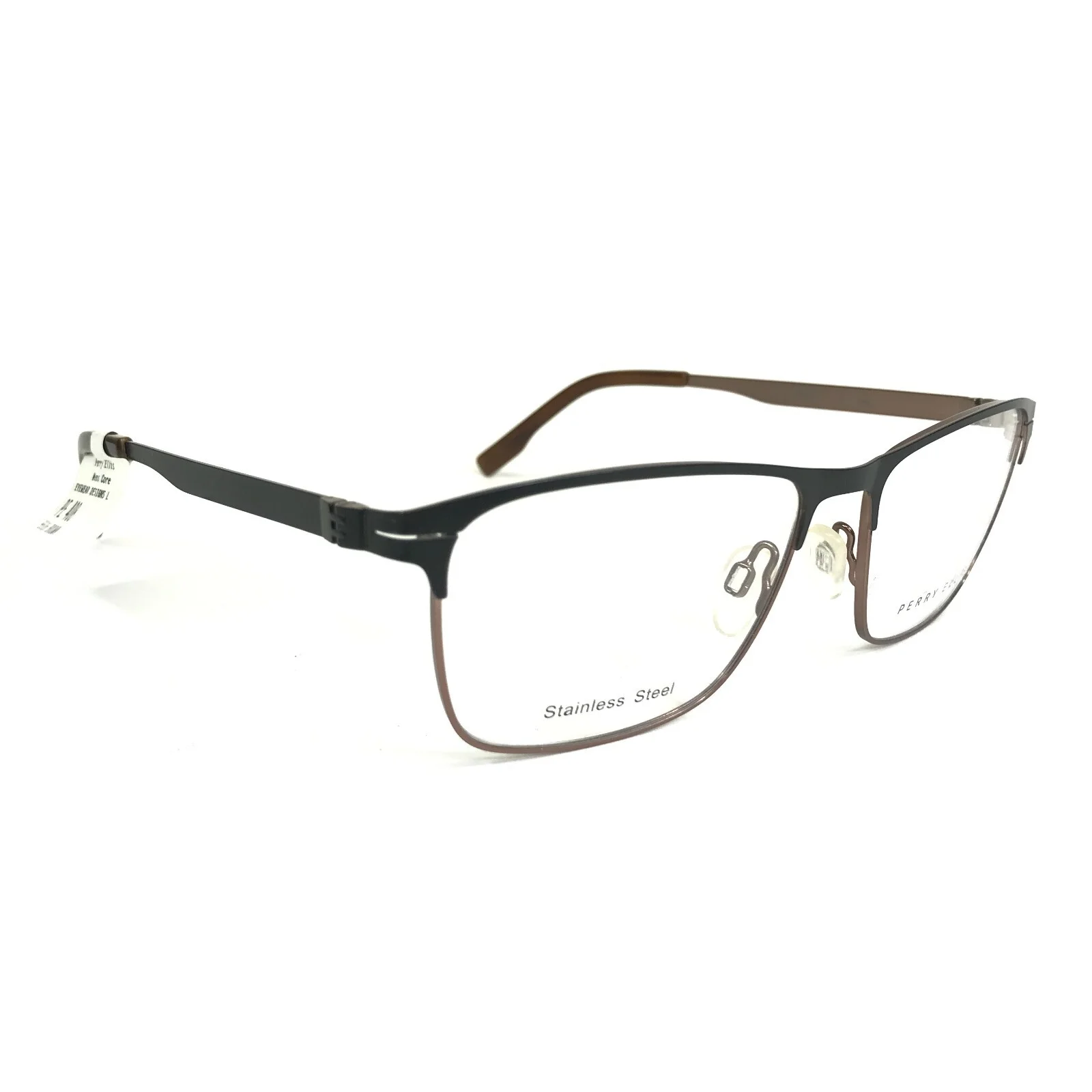 Perry Ellis Eyeglasses Frames PE 408-1 Black Brown Square Full Rim 55-16-140 2