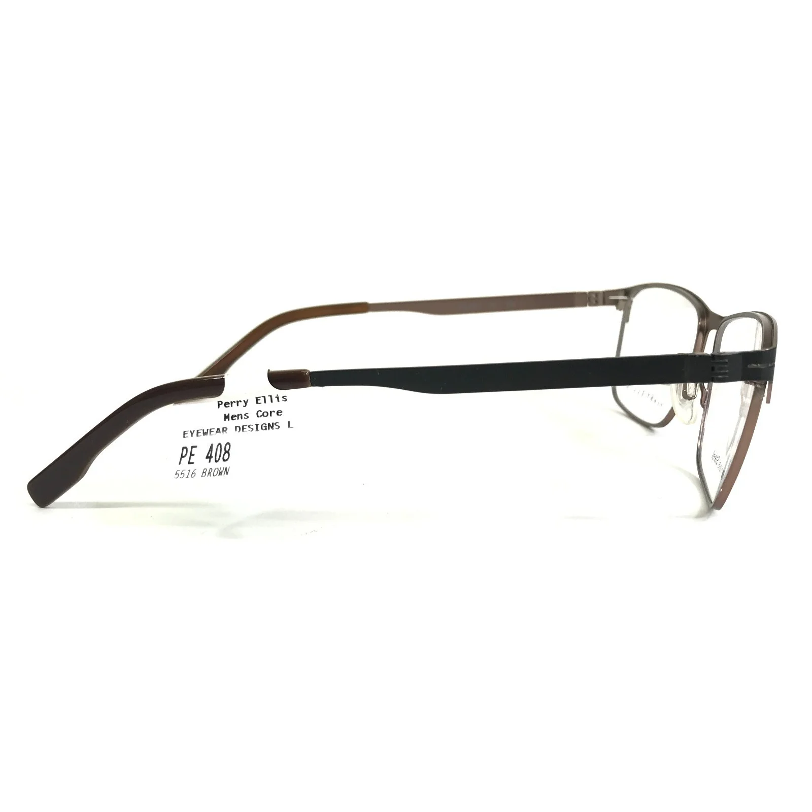 Perry Ellis Eyeglasses Frames PE 408-1 Black Brown Square Full Rim 55-16-140 3
