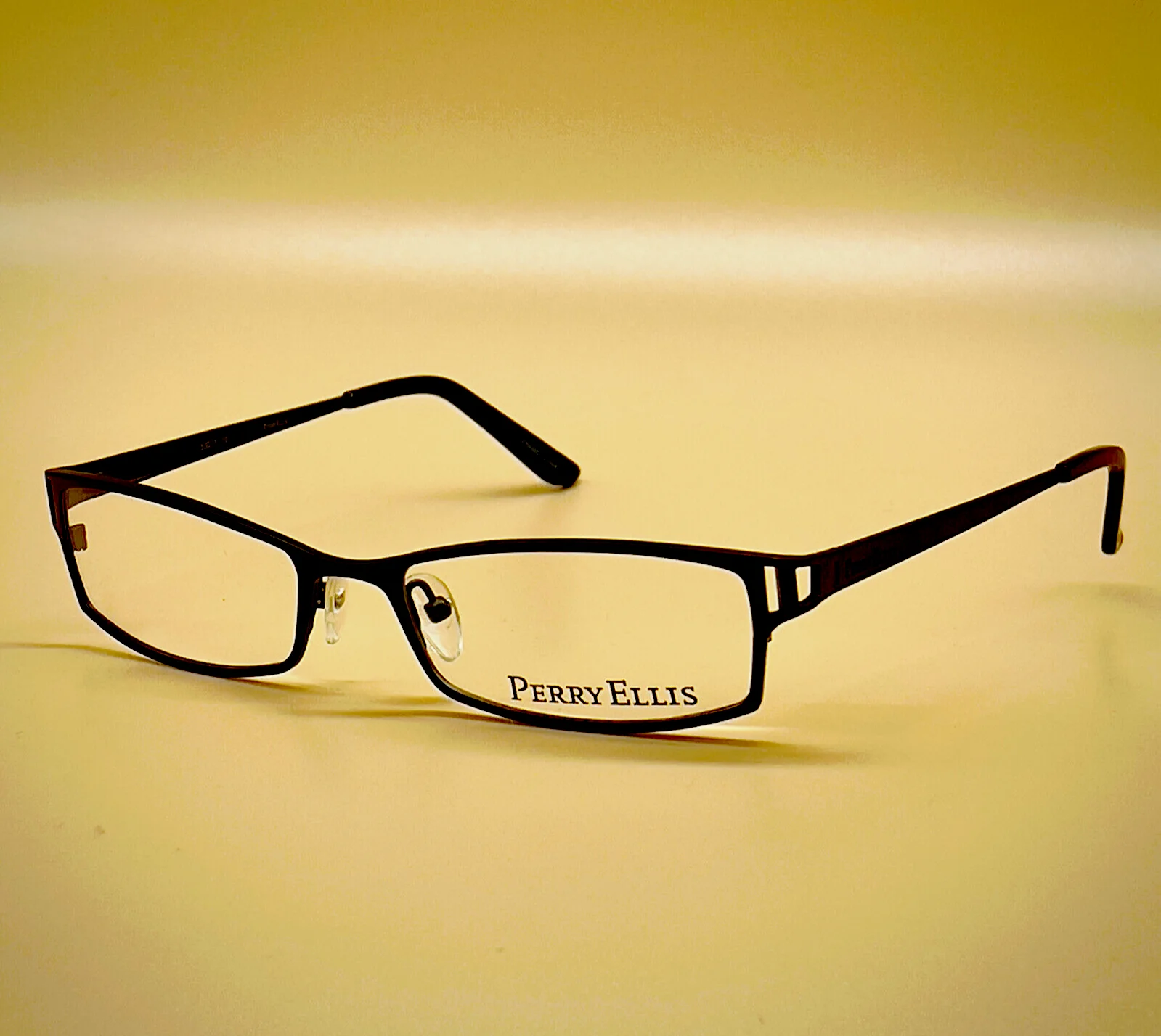 PERRY ELLIS PE2334-3 Brown Black Mens Rectangular Full Rim Eyeglasses 53-17-135 2