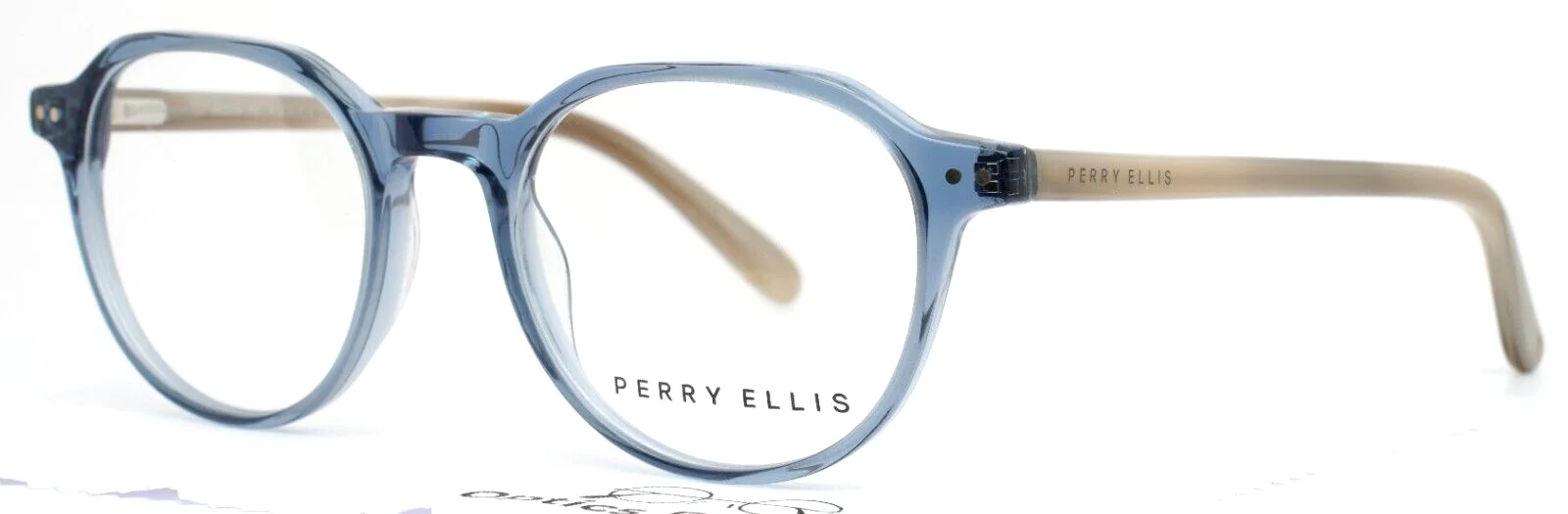 PERRY ELLIS PE409 2 Navy Crystal Mens Round Full Rim Eyeglasses 49-19-140 B:41