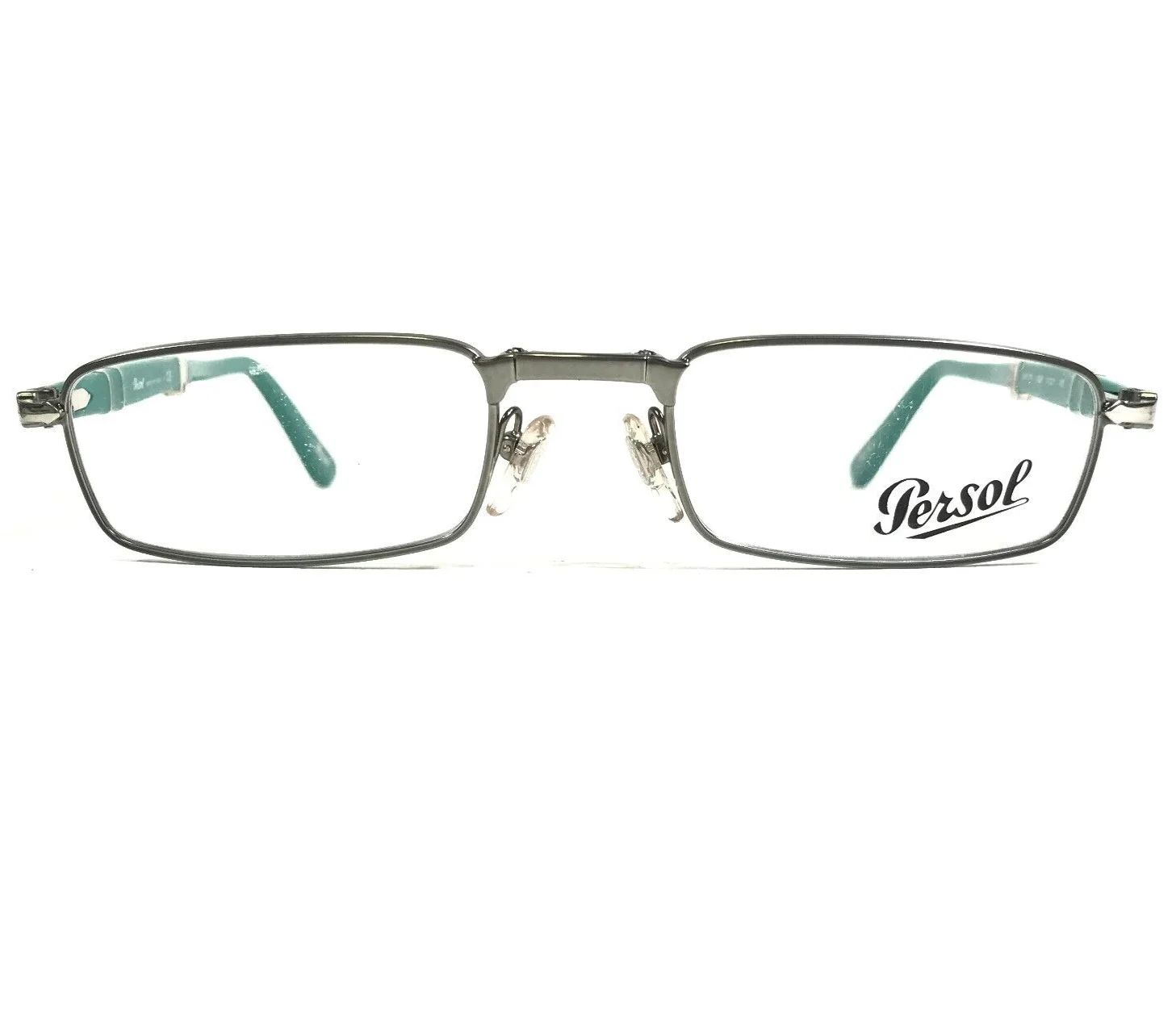 Persol Eyeglasses Frames 2401-V 1058 Green Silver Collapsible Foldable 51-21-145 1