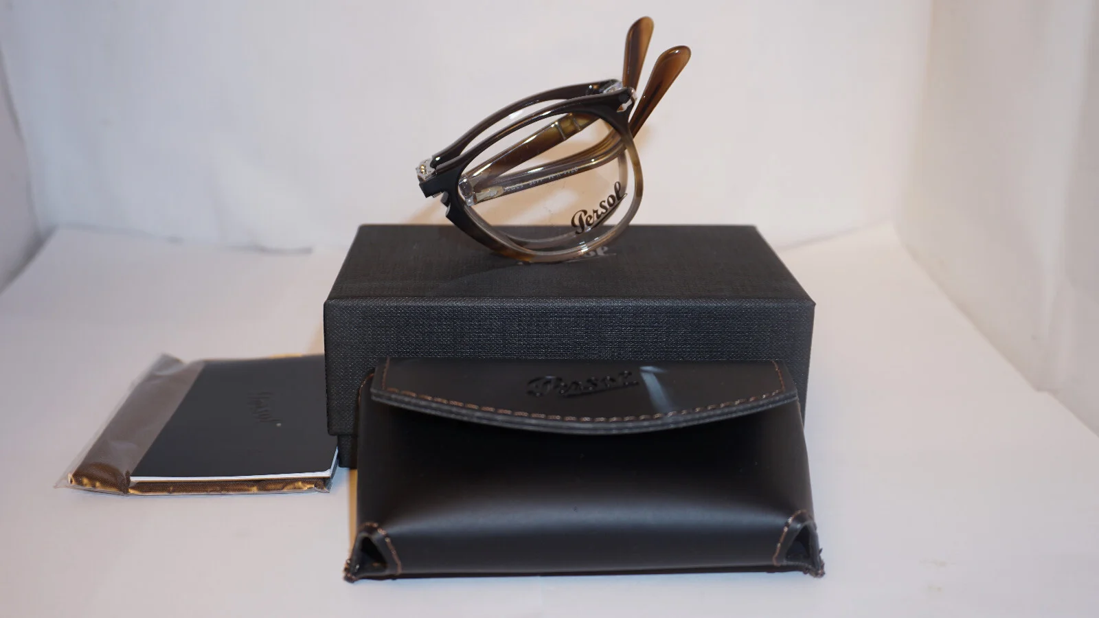 Persol Eyeglasses New Folding Grey Striped Demo Lens PO9714VM 1135 52 20 140