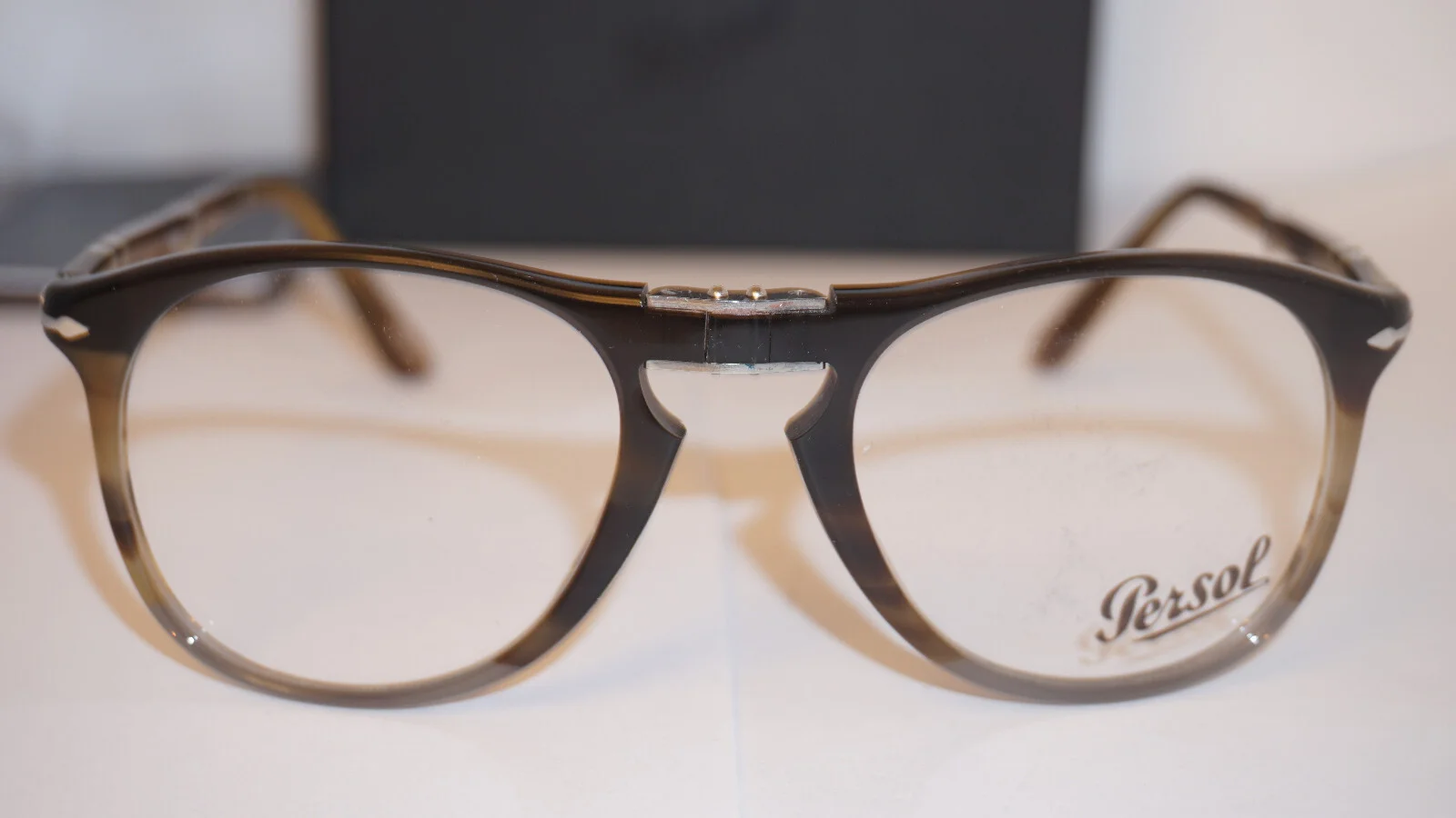 Persol Eyeglasses New Folding Grey Striped Demo Lens PO9714VM 1135 52 20 140 4