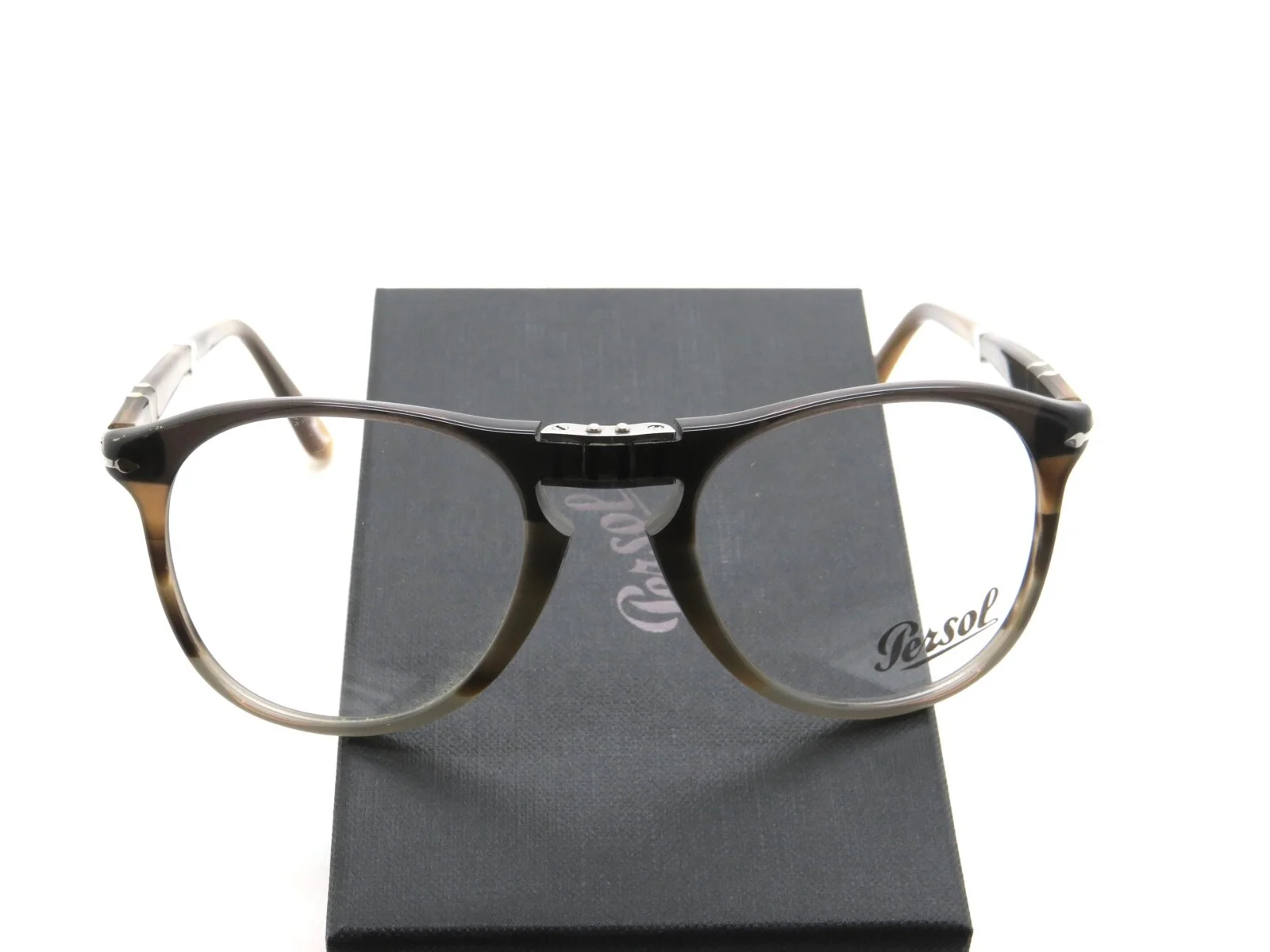 PERSOL PO 9714VM 1135 Black Striped Brown Grey RX 52mm Folding Eyeglasses 2