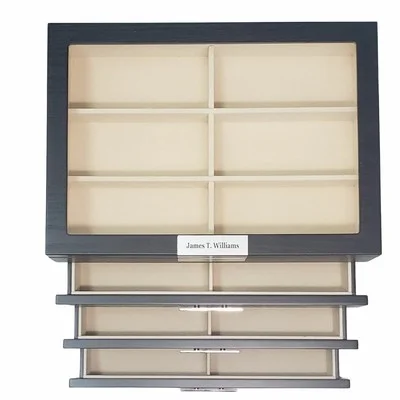 Personalized 24 Black Wood Eyeglass Display Case Drawer Storage Sunglass Box 4