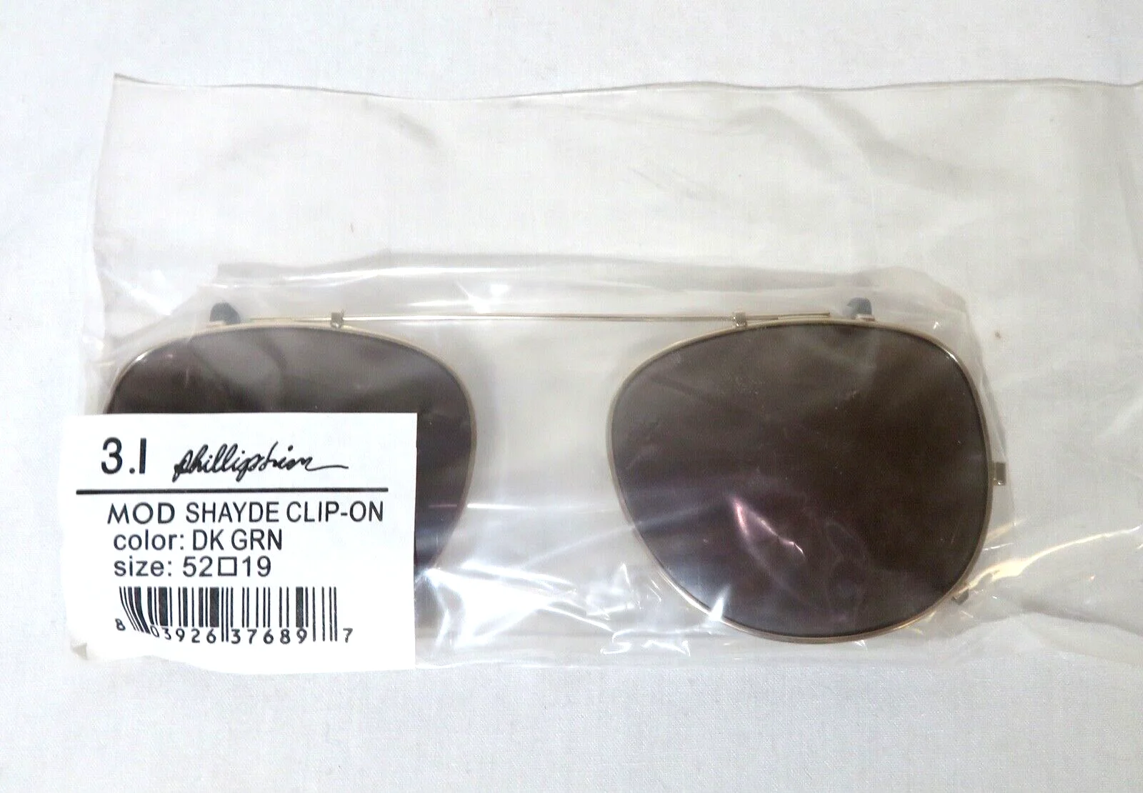 Phillip Lim Shayde Clip on Sunglasses for the Eyeglass Frame, green lens, New