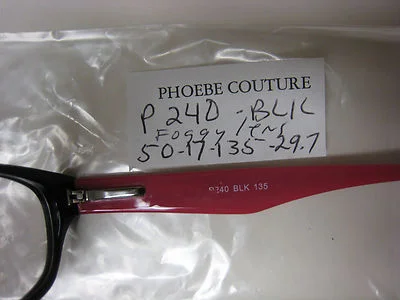 Phoebe Couture Eyeglass Frames P240 BLACK 50-17-135 With Case Foggy lens 3