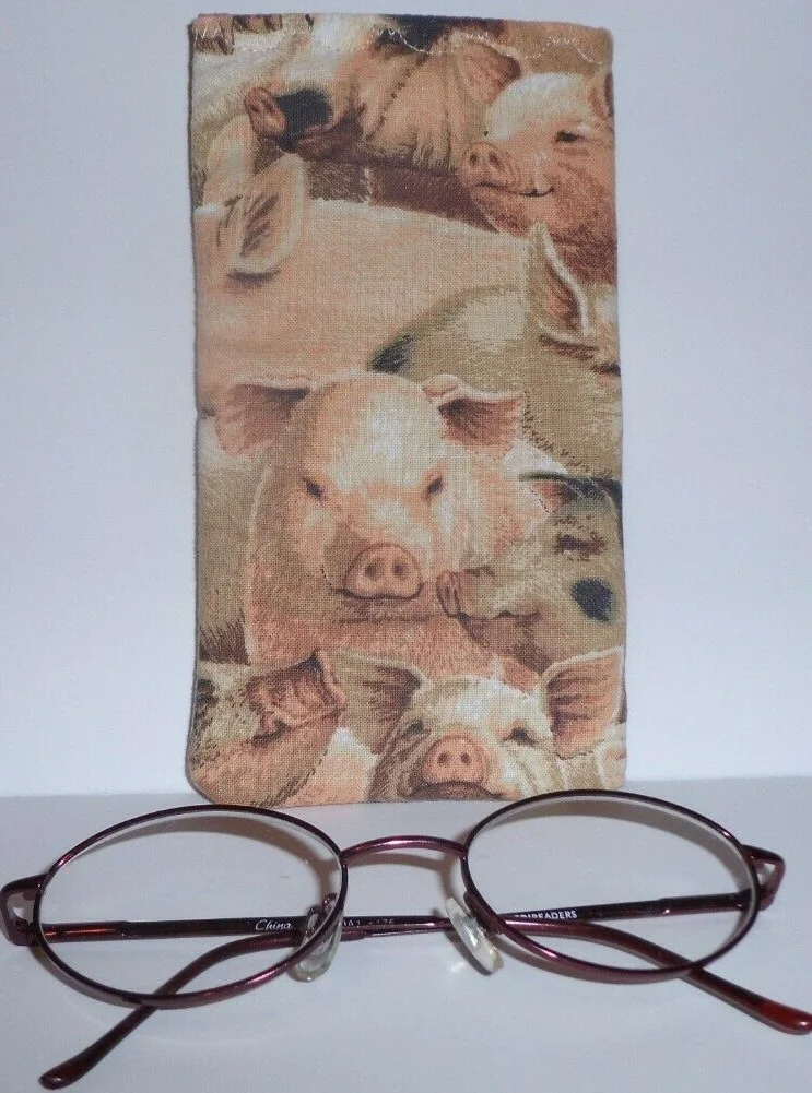 PIGS CLOTH EYE GLASS SUNGLASSES SOFT CASE HOLDER NEW HANDMADE