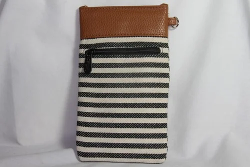 Pinch Top Eyeglass Case (new) TWILL STRIPE - TAN & BLACK STRIPE - AA89