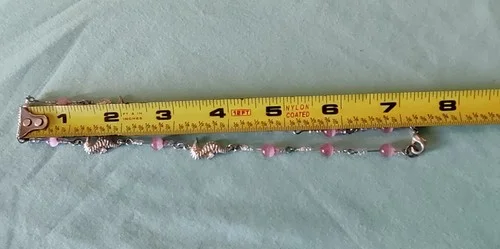 Pink Cats Eye Glass And Seahorse Link Necklace Silver Plate Choker 3