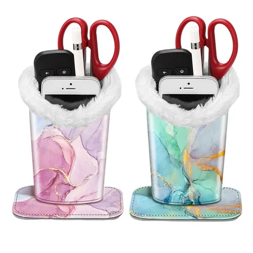 Plush Lined Eyeglasses Holder with Magnetic Base PU Leather Glasses Stand Case