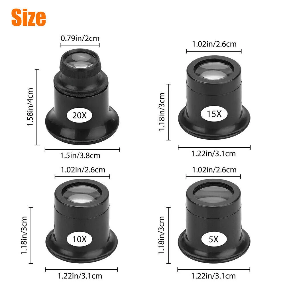 Pocket Magnifying Jewelry Eye Glass Magnifier Jewelers Coins Loop 5X 10X 15X 20X 2