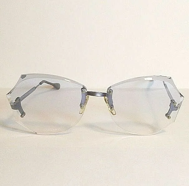 Polaris Stella Rimless Butterfly Tinted Lens Eyeglasses Frames Sweden Vintage