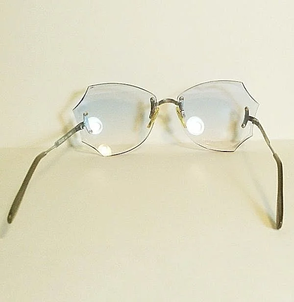 Polaris Stella Rimless Butterfly Tinted Lens Eyeglasses Frames Sweden Vintage 4