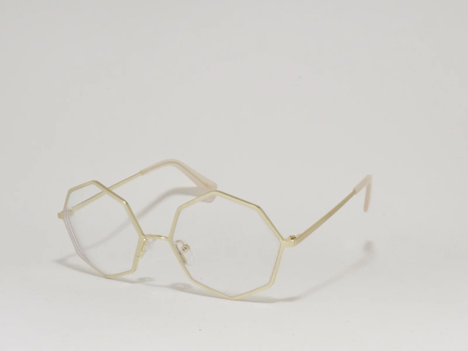 POLETTE PRISM OCTAGON GEOMETRIC METAL EYEGLASS FRAMES GOLD 48-13-136 NEW* 2