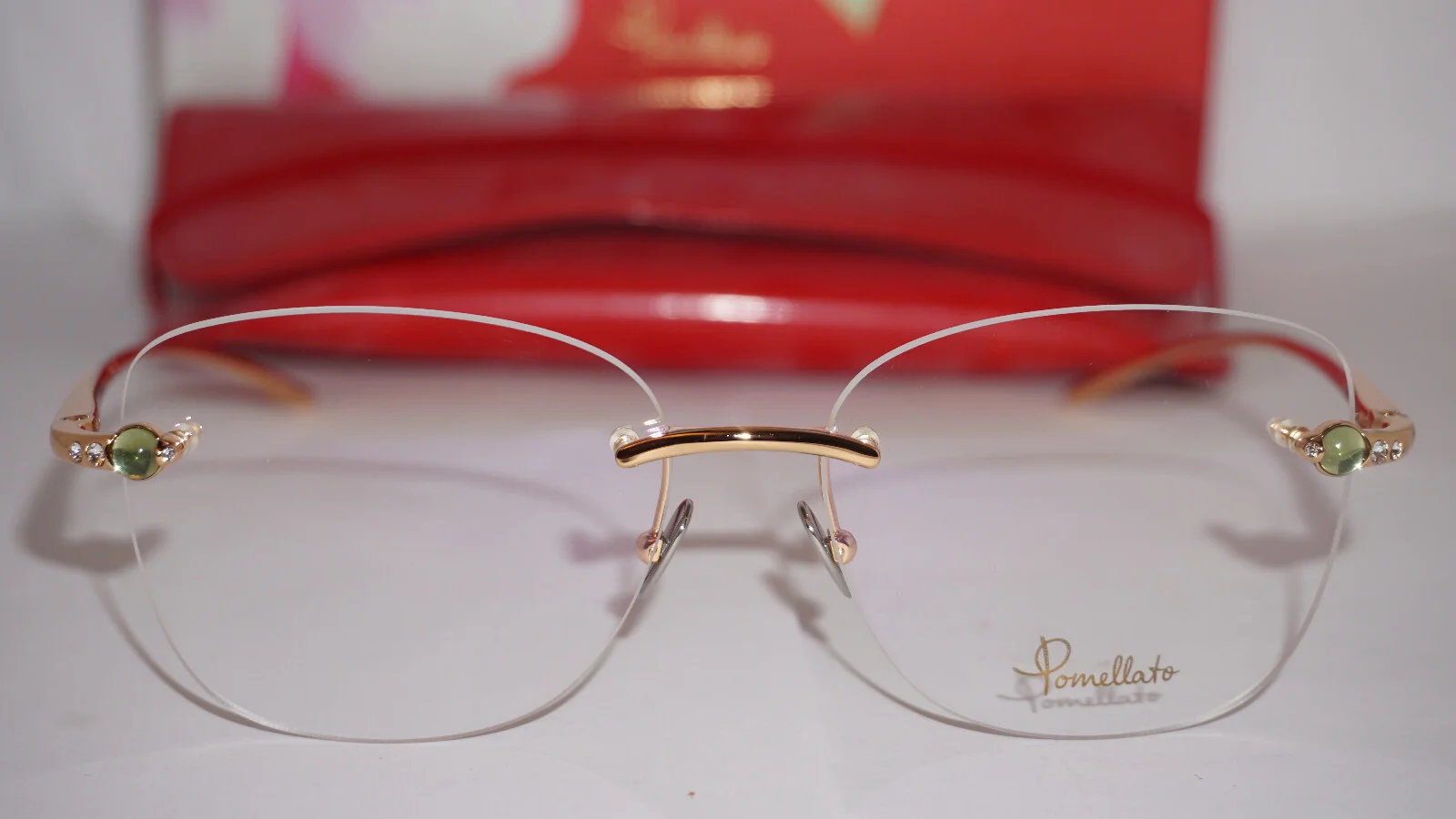Pomellato New Eyeglasses Rimless Gold Green Transparent PM0071O 005 55 15 140