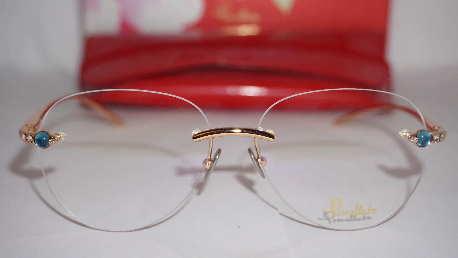 Pomellato New RX Eyeglasses Rimless Gold Blue Transparent PM0069O 001 55 14 140