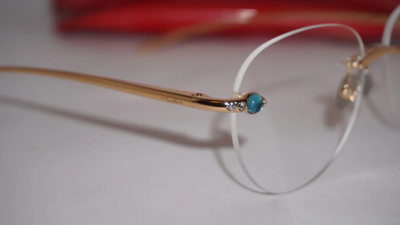 Pomellato New RX Eyeglasses Rimless Gold Blue Transparent PM0069O 001 55 14 140 3