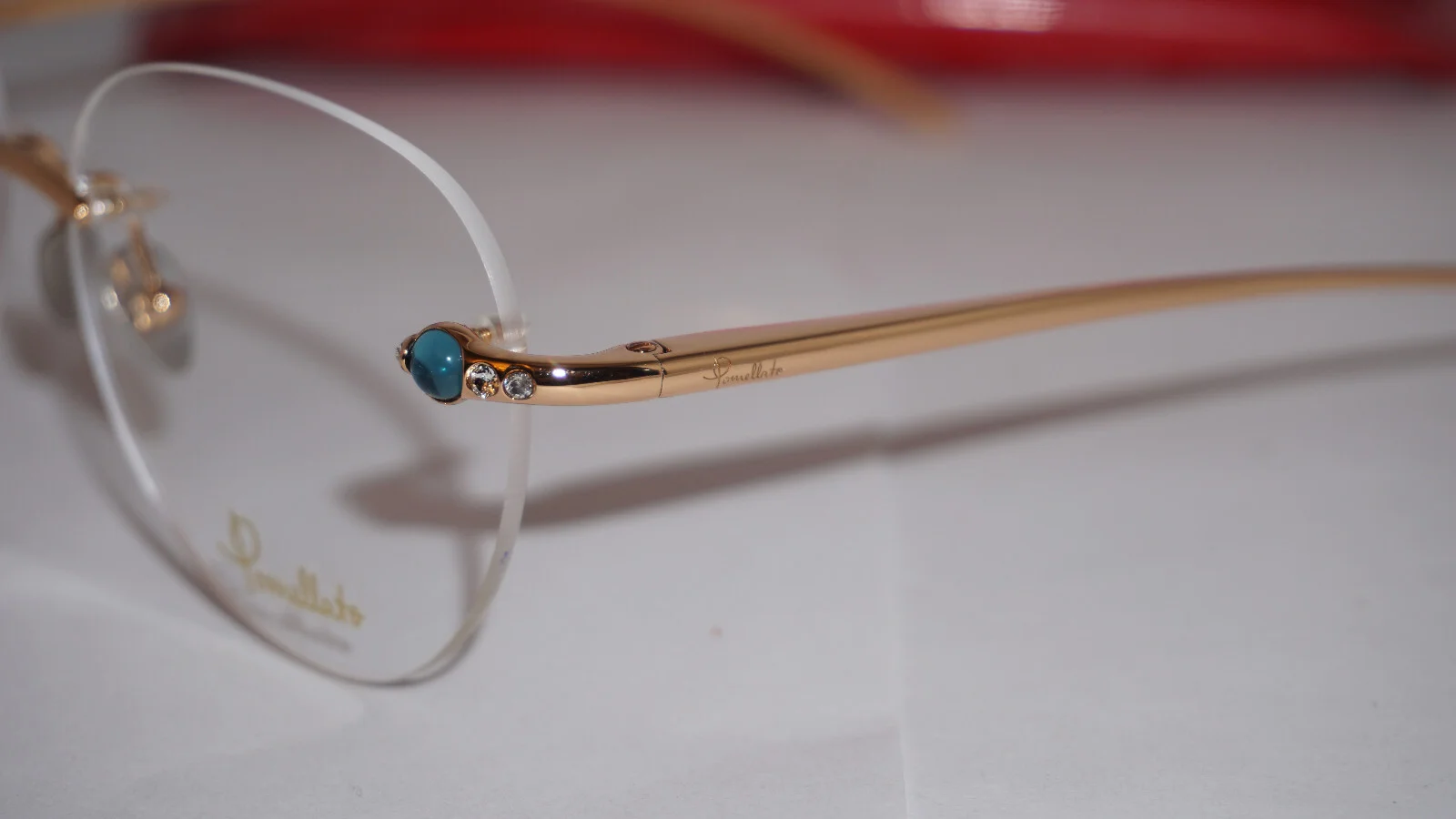 Pomellato New RX Eyeglasses Rimless Gold Blue Transparent PM0069O 001 55 14 140 4