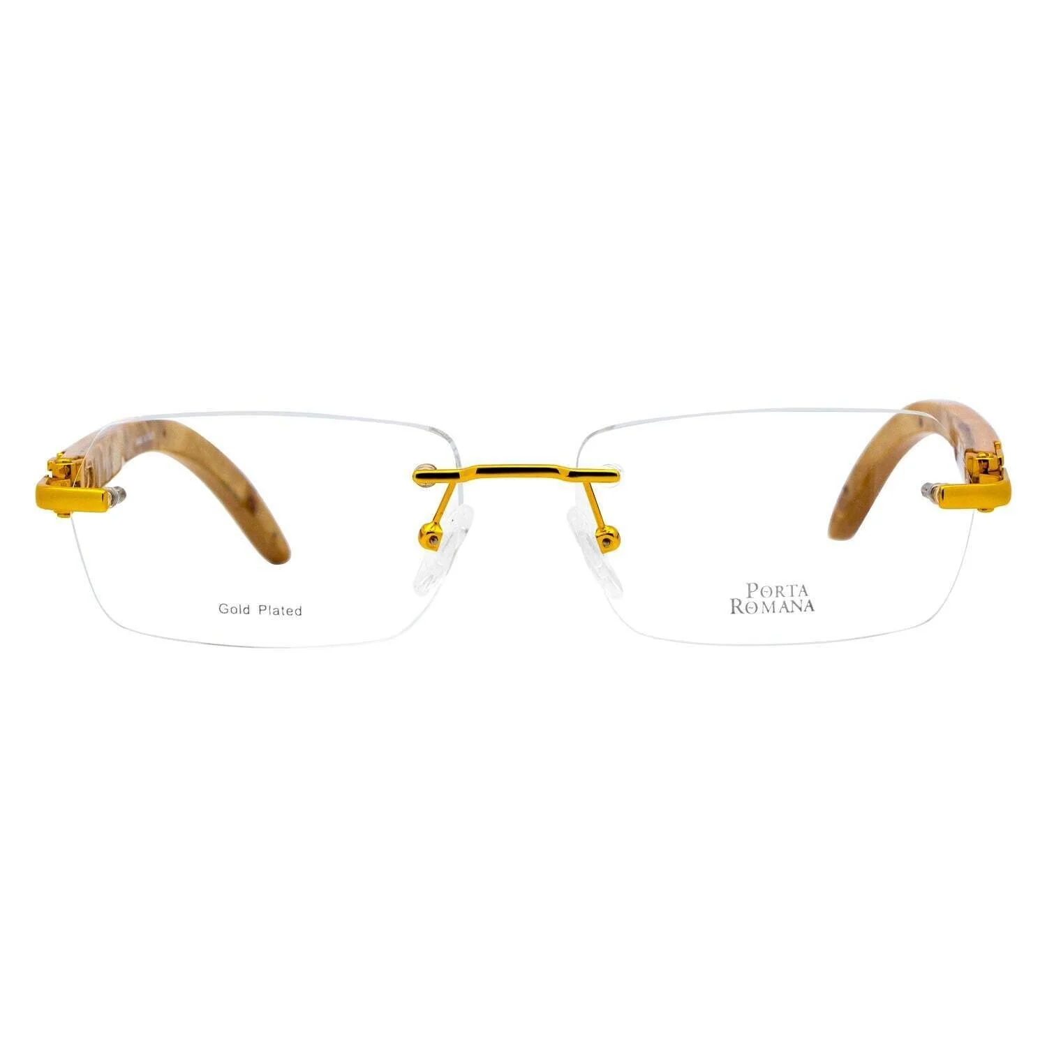 Porta Romana 1954 100 BUR Gold /Wood Optical Frame Clear Demo Lens Eyeglasses 4
