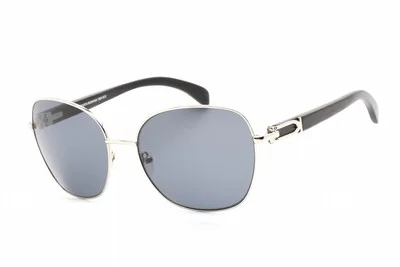 PORTA ROMANA 1964 100 Sunglasses Black Silver Frame Dark Gray Lenses 59mm