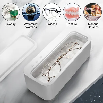 Portable Jewelry Cleaner Ultrasonic Machine Cleaning Watches Eyeglasses Necklace 2