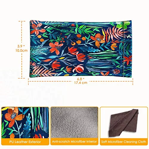 Portable Squeeze Top Eyeglasses Pouch Vegan Leather Glasses Case Sunglasses Bag 2