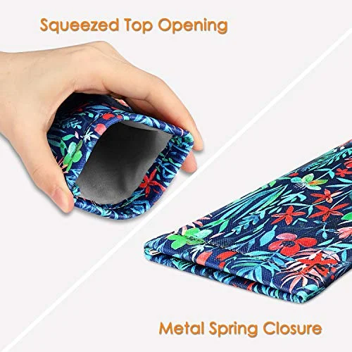 Portable Squeeze Top Eyeglasses Pouch Vegan Leather Glasses Case Sunglasses Bag 3
