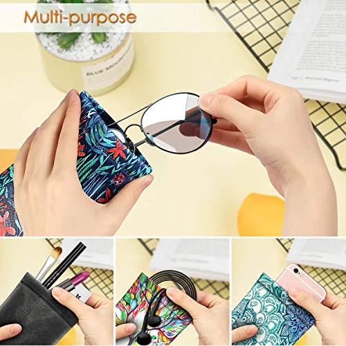 Portable Squeeze Top Eyeglasses Pouch Vegan Leather Glasses Case Sunglasses Bag 4