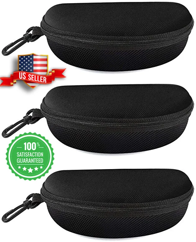 Portable Waterproof Sunglasses Eyeglasses Case Zipper Hard Shell Box hook Clip