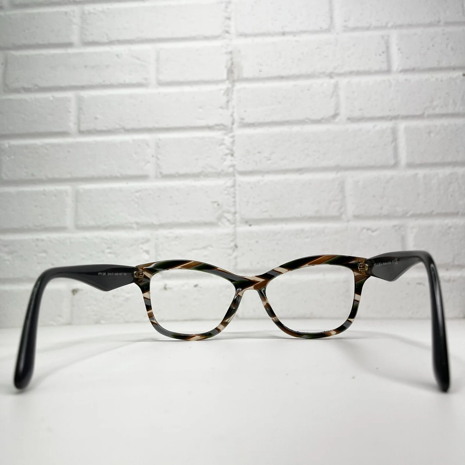 PRADA Eyeglasses Frames Brown Green VPR29R VAO-1O1 54-17-140 Sheaves 1499 4