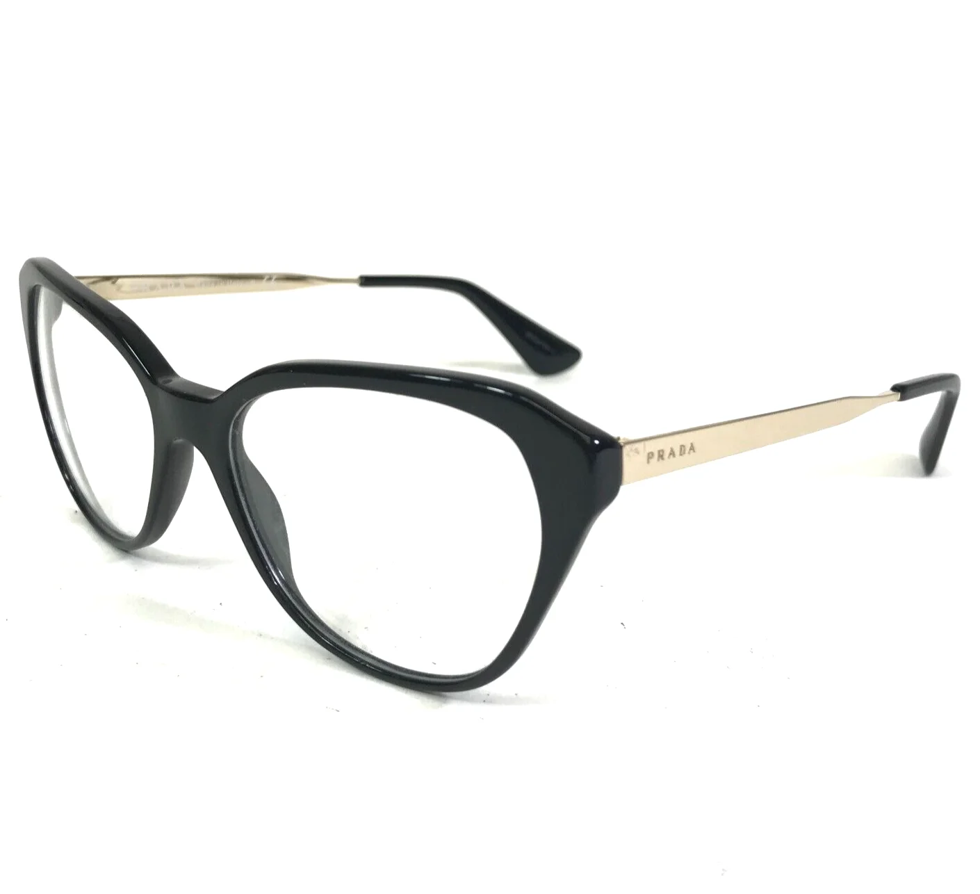 Prada Eyeglasses Frames VPR 28S 1AB-1O1 Black Gold Square Cat Eye 52-16-140