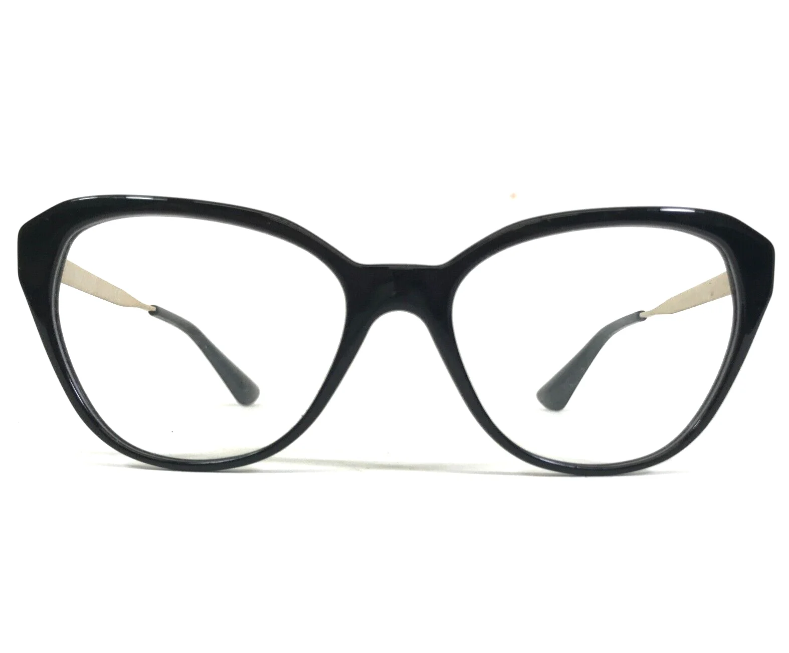 Prada Eyeglasses Frames VPR 28S 1AB-1O1 Black Gold Square Cat Eye 52-16-140 3