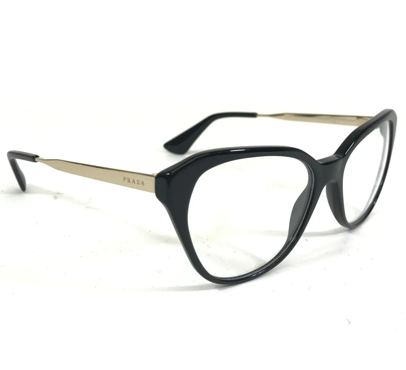 Prada Eyeglasses Frames VPR 28S 1AB-1O1 Black Gold Square Cat Eye 52-16-140 4