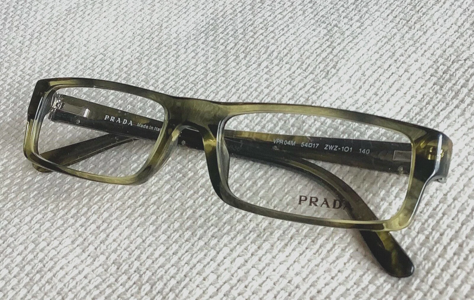 Prada Eyeglasses with Green Tortoise Frames VPR 04M ZWZ-101 / 54-17-140