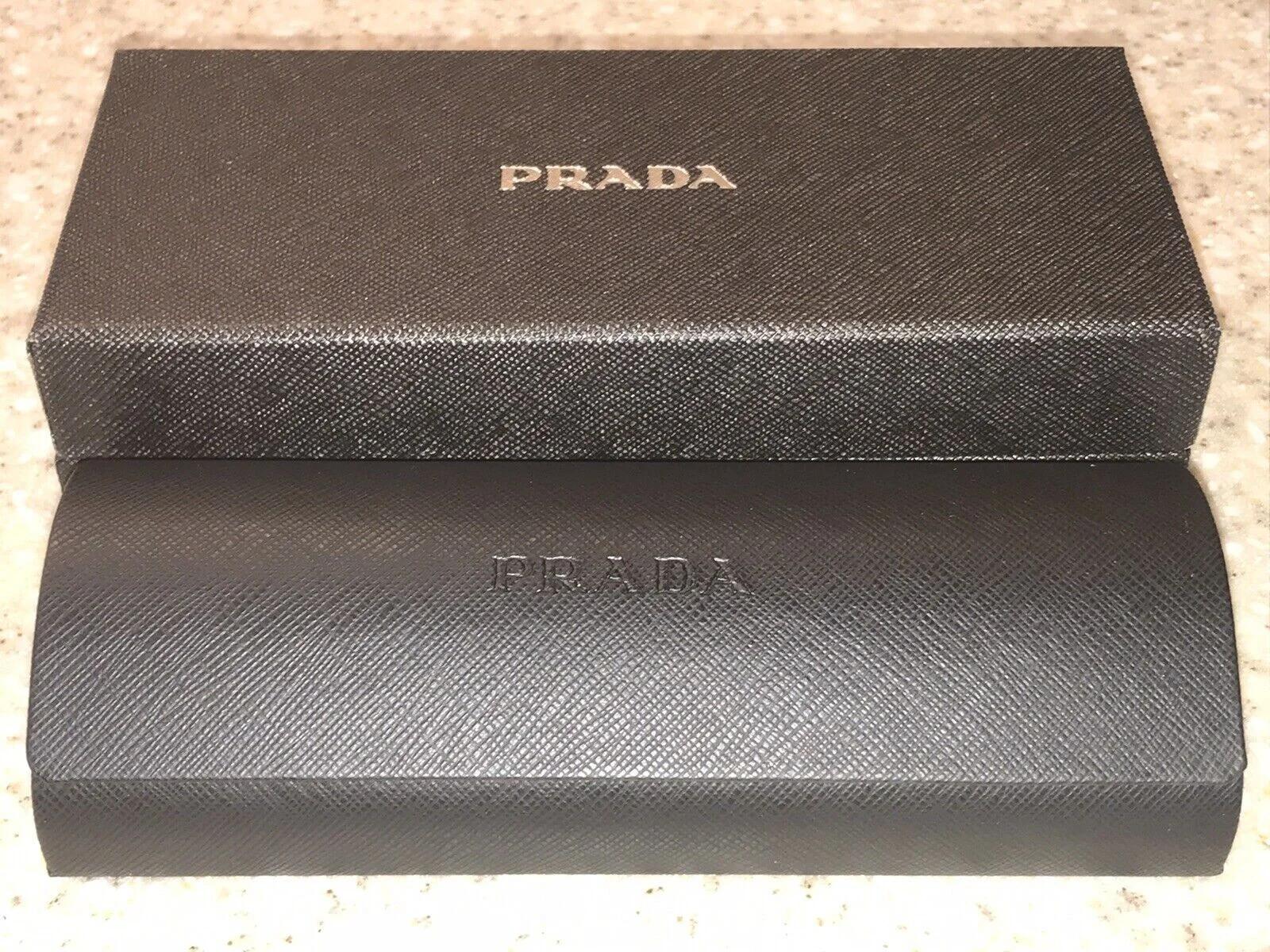 PRADA Eyeglasses hard Case black , Outer box and Cleaning Cloth NEW 2