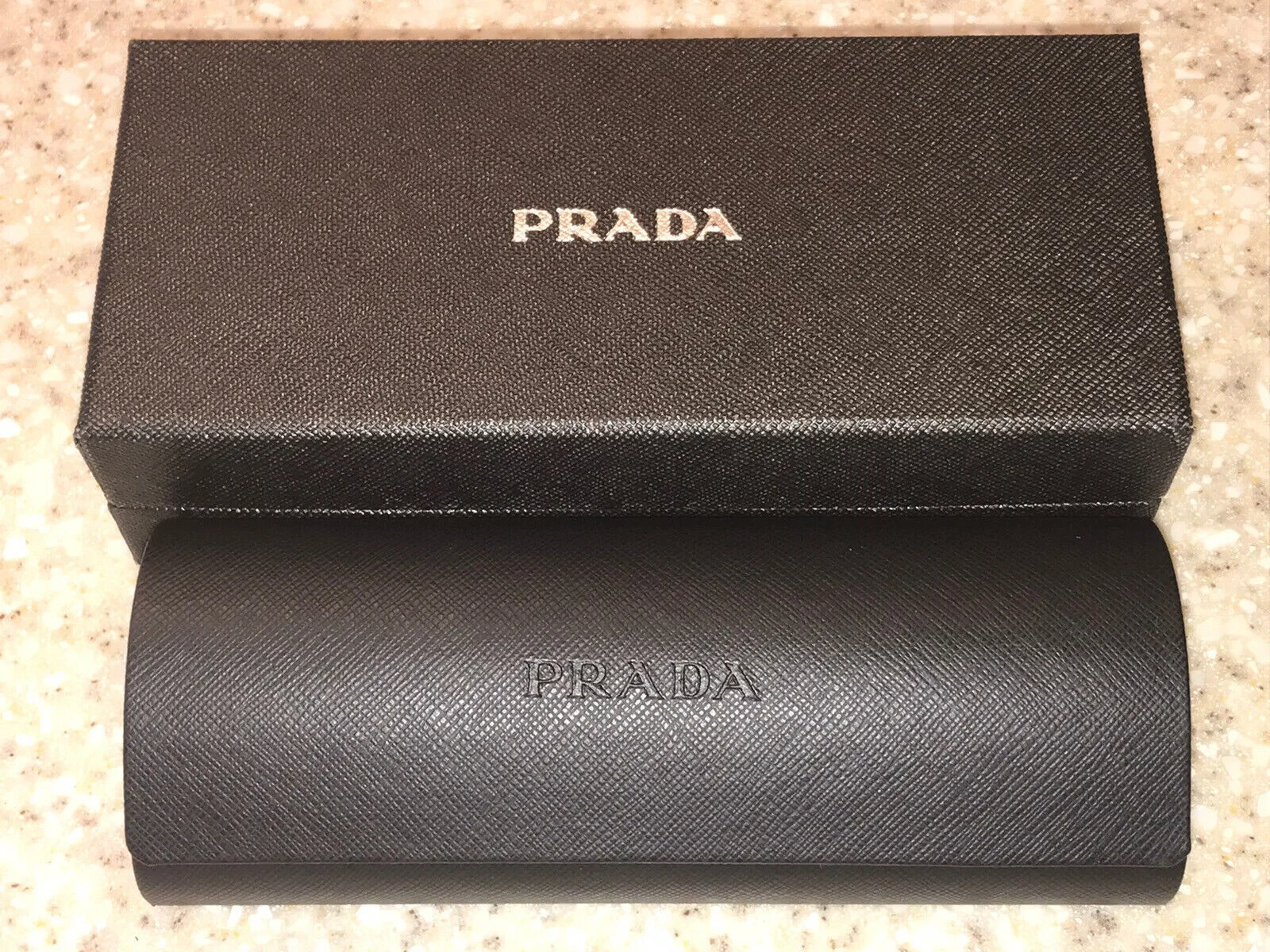 PRADA Eyeglasses hard Case black , Outer box and Cleaning Cloth NEW 3