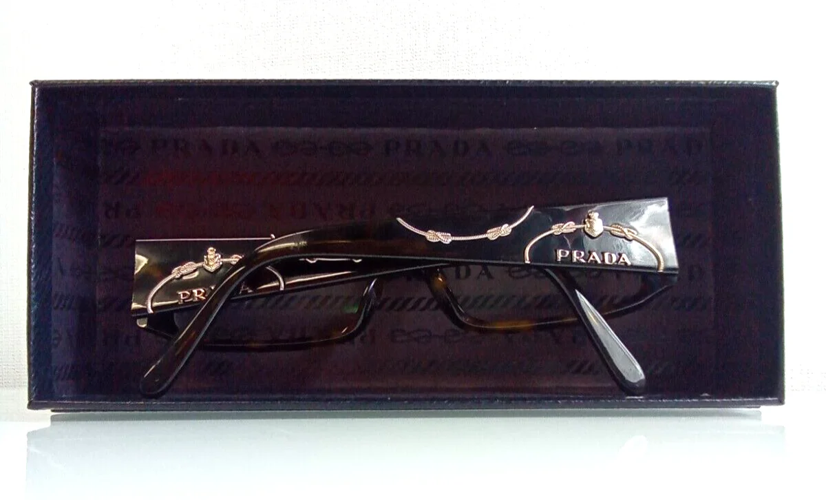 PRADA EYEGLASSES VPR071 SQUARE FRAMES- TORTOISE SHELL BROWN/ YELLOW 2