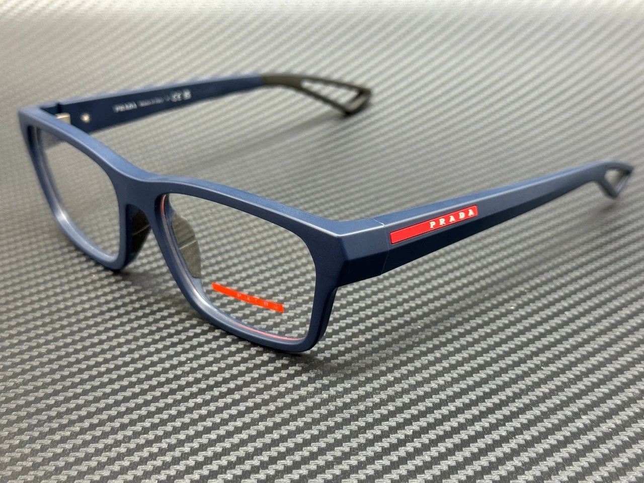Prada Linea Rossa PS 09OV 15C1O1 Black Rubber Plastic Square Eyeglasses 55mm 2