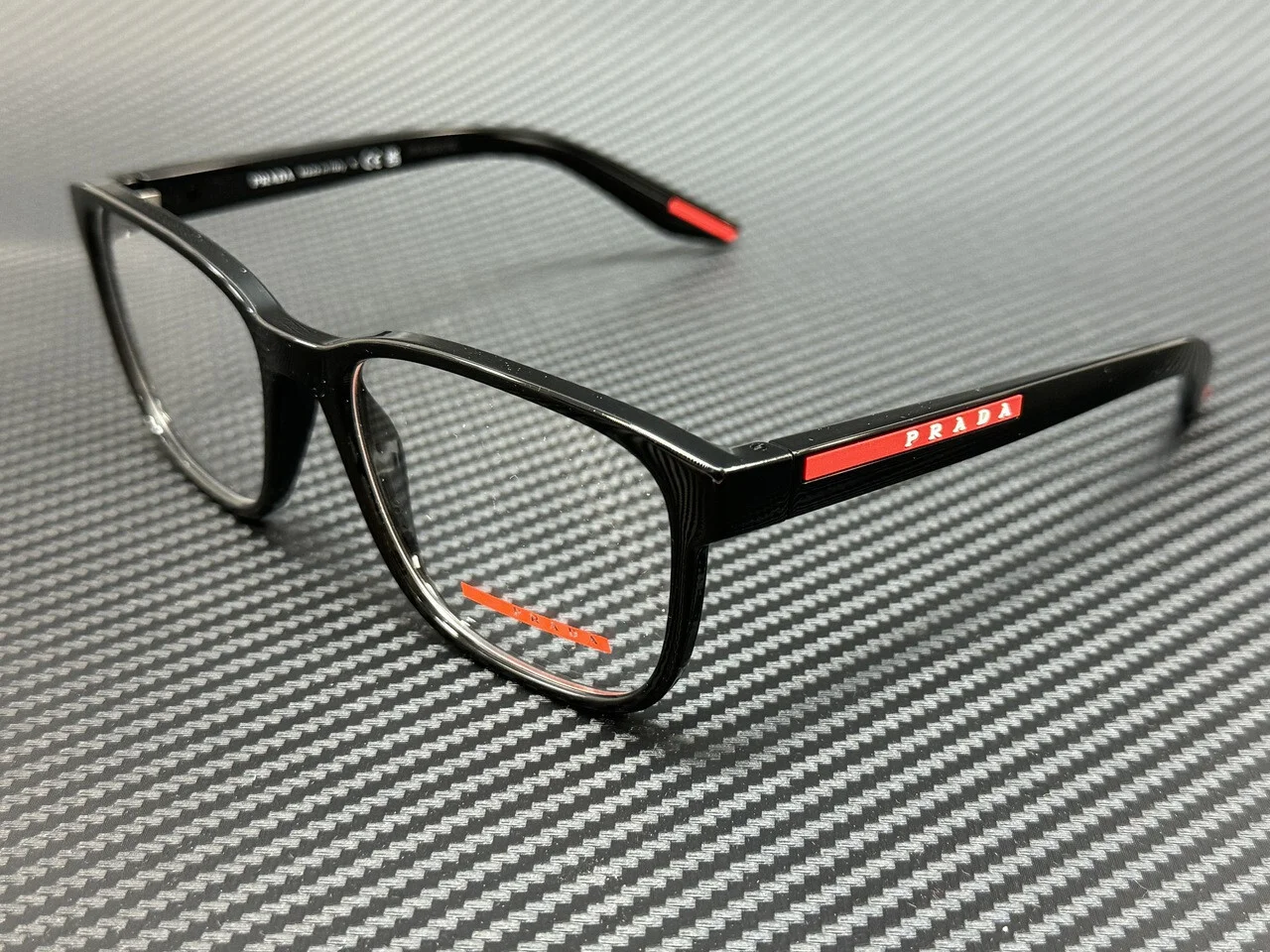 Prada Linea Rossa PS 09OV 15C1O1 Black Rubber Plastic Square Eyeglasses 55mm 3