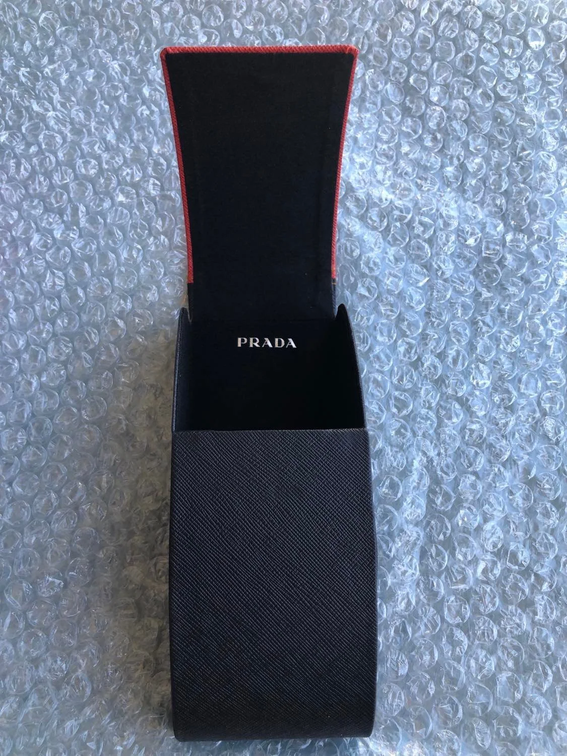 Prada Red & Black Sunglasses/Eyeglasses Hard Case Cleaning Cloth Gift Box 3