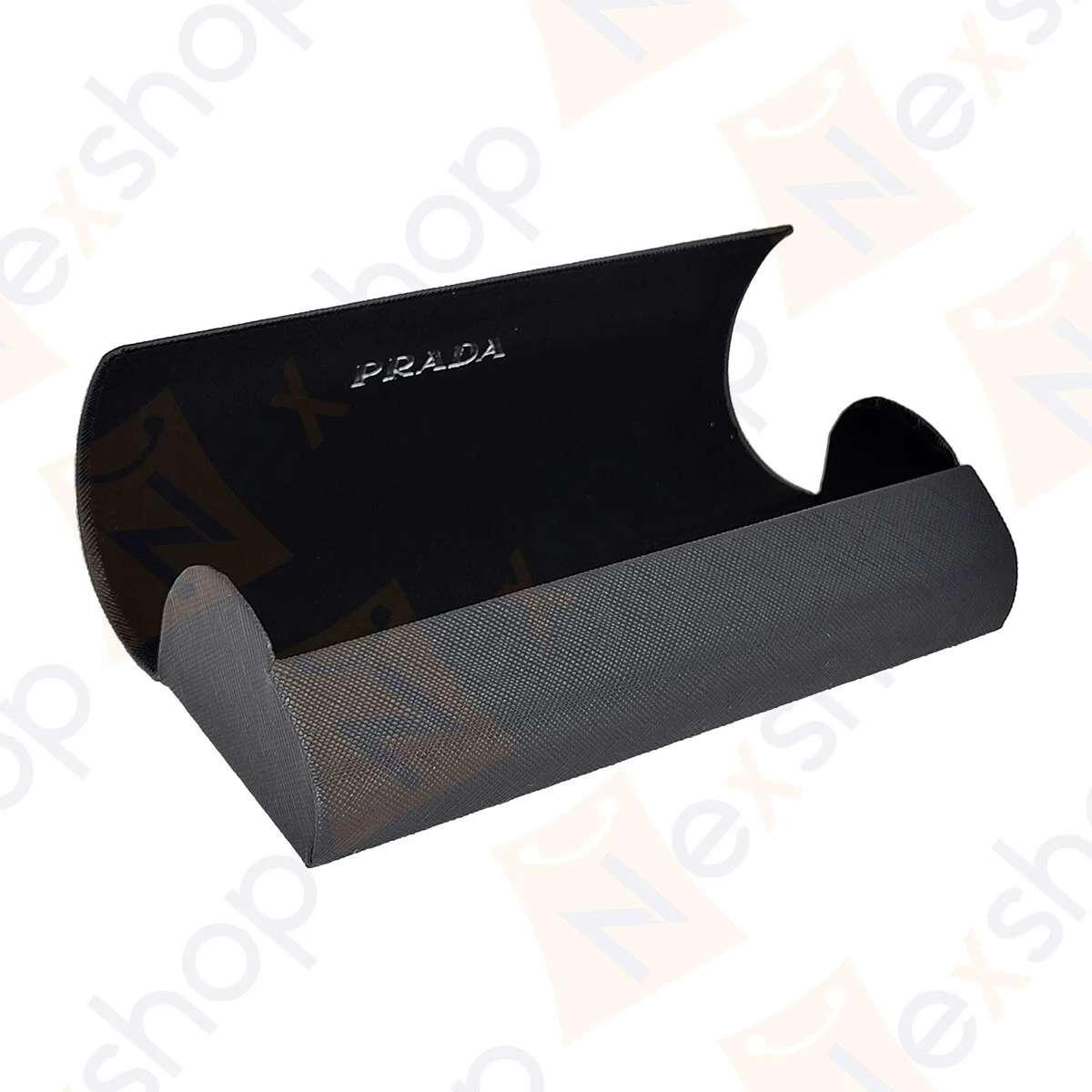 Prada Saffiano Black Eyeglasses Rectangular Hard Case w/ Cleaning Cloth Gift Box 2