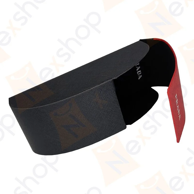 Prada Saffiano Black & Red Sunglasses Eyeglasses Hard Case with Cloth & Gift Box 2