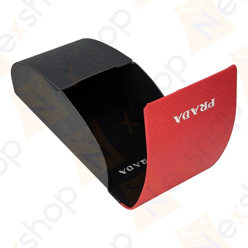 Prada Saffiano Black & Red Sunglasses Eyeglasses Hard Case with Cloth & Gift Box 3