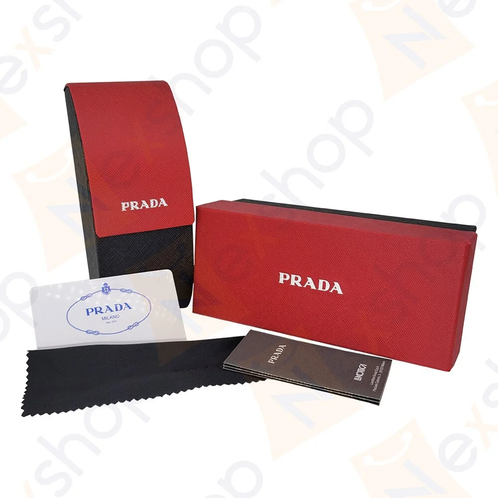 Prada Saffiano Black & Red Sunglasses Eyeglasses Hard Case with Cloth & Gift Box 4