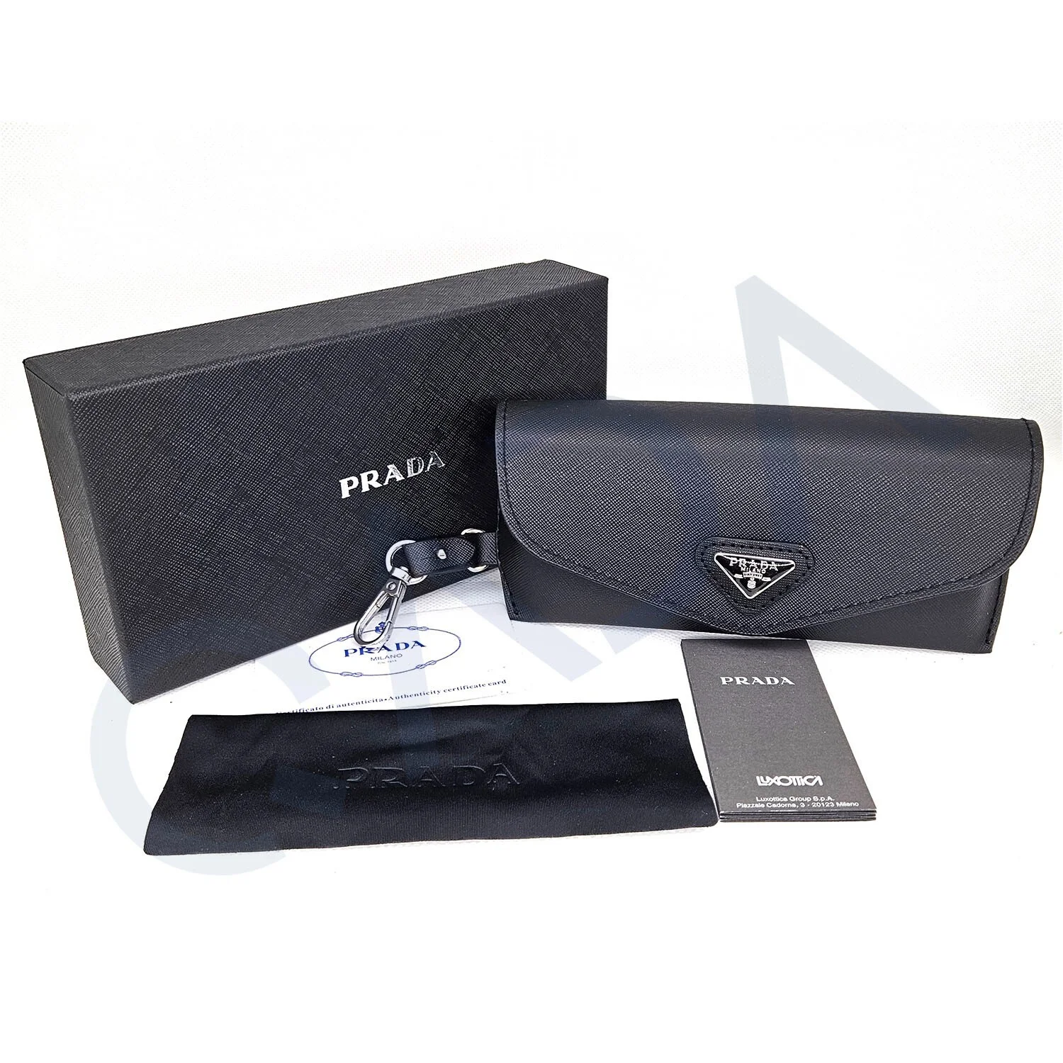 Prada Saffiano Soft Leather Case for Eyeglasses Sunglasses w/ Cloth & Box 4