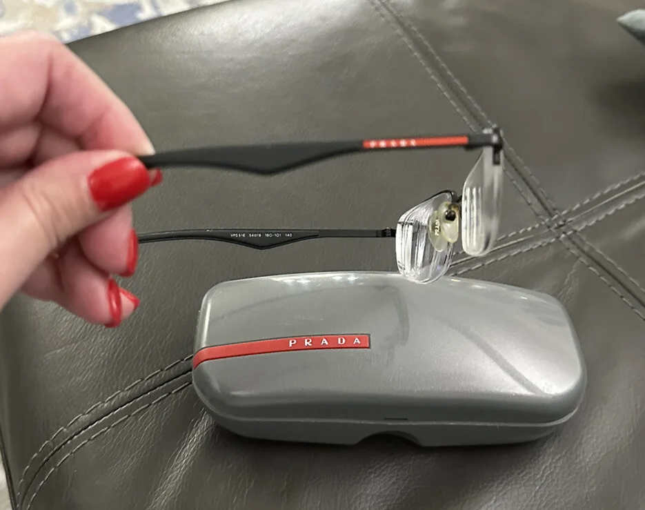 Prada Sport Eyeglasses. AUTH black, Rimless Frames & Original Case. Unisex 1